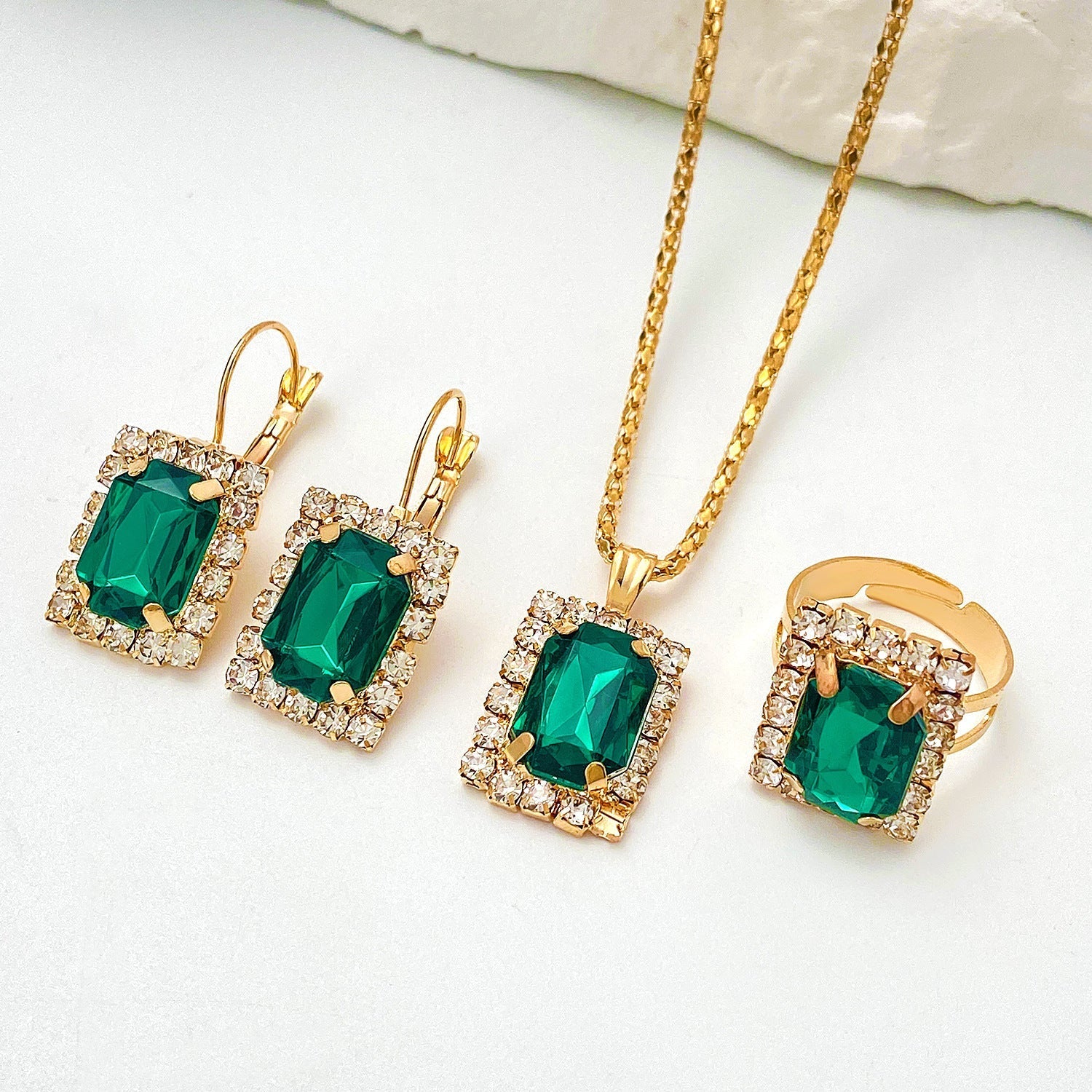 Sylvara Greenveil Jewelry Set | White Gold - Eliza-Warszawa