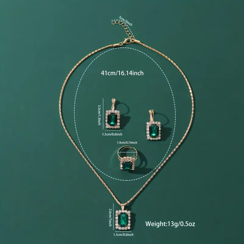 Sylvara Greenveil Jewelry Set | White Gold - Eliza-Warszawa