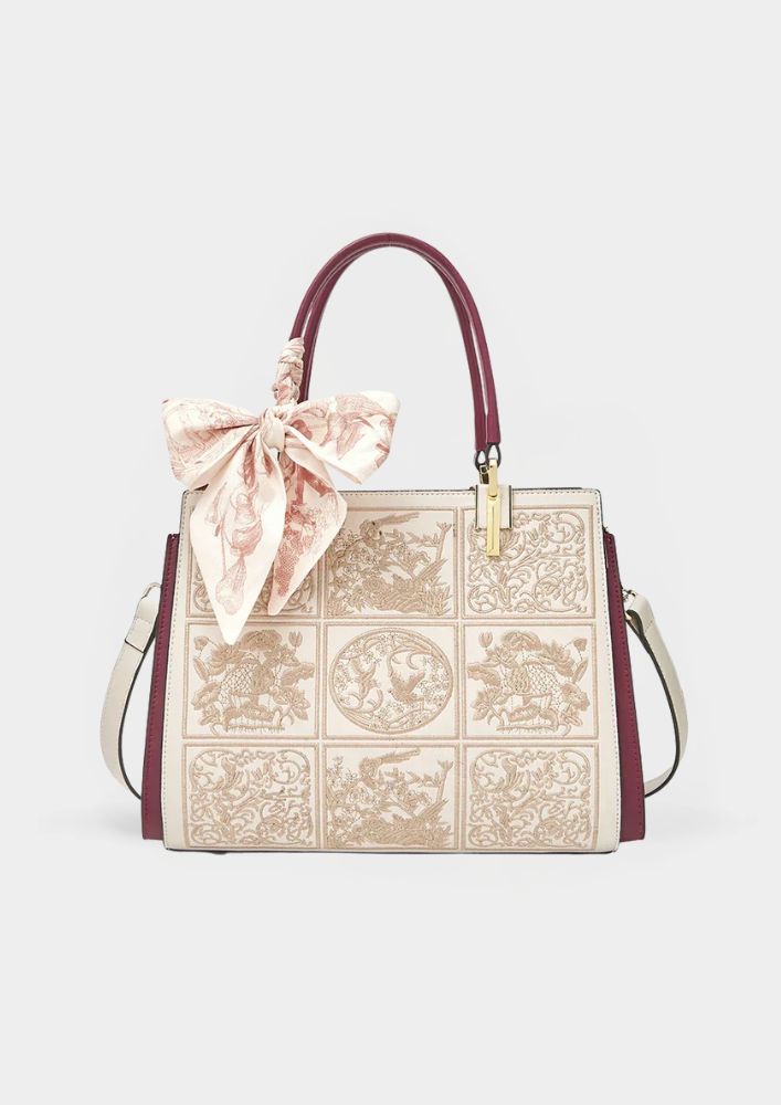 Sylvia™ – A unique crossbody bag with embroidery and a bow - Eliza-Warszawa