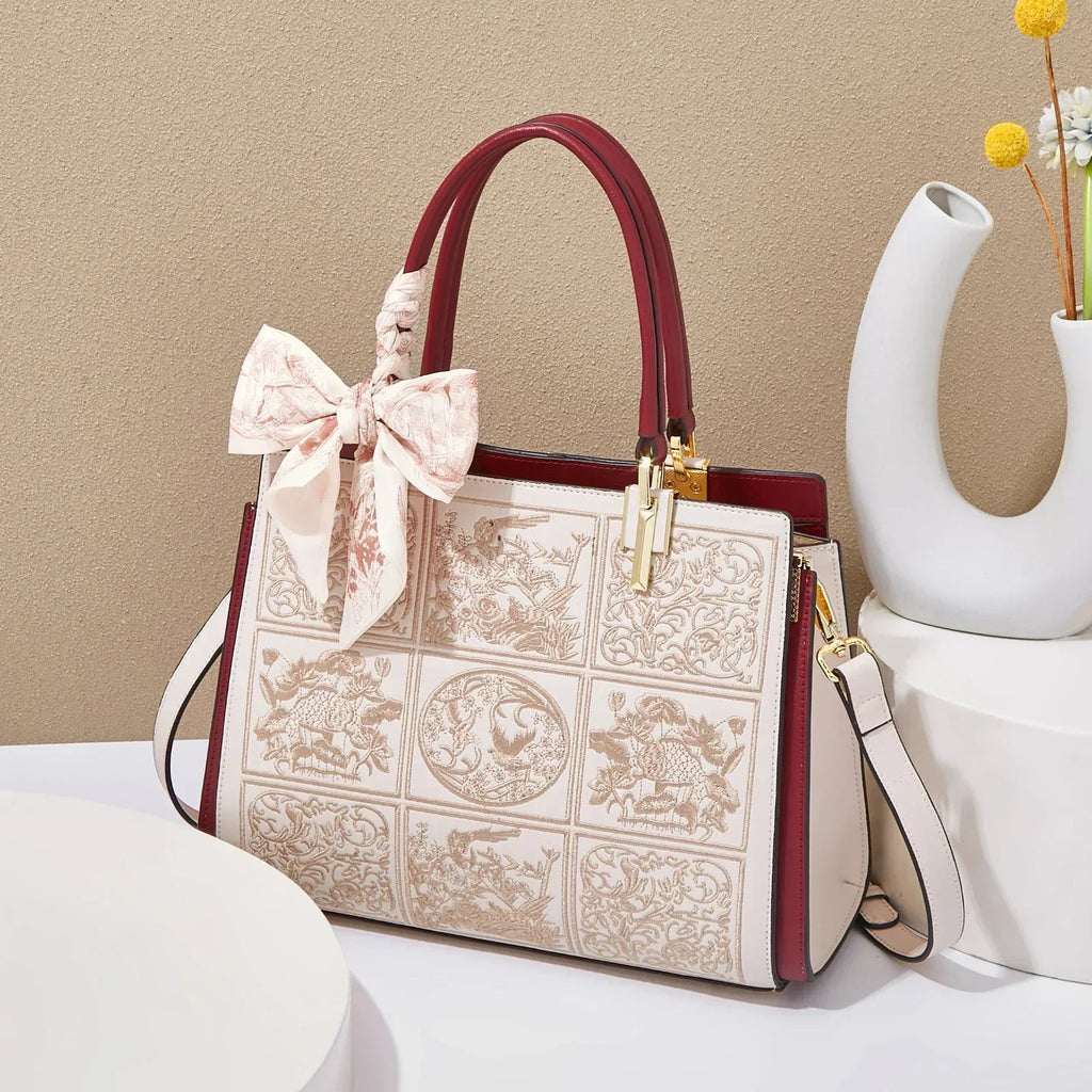 Sylvia™ – A unique crossbody bag with embroidery and a bow - Eliza-Warszawa