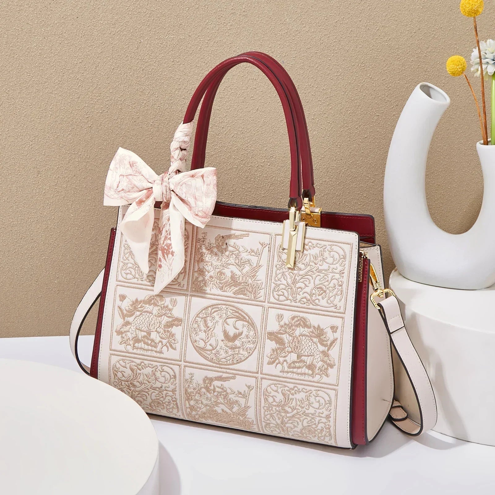 Sylvia™ – A unique crossbody bag with embroidery and a bow - Eliza-Warszawa