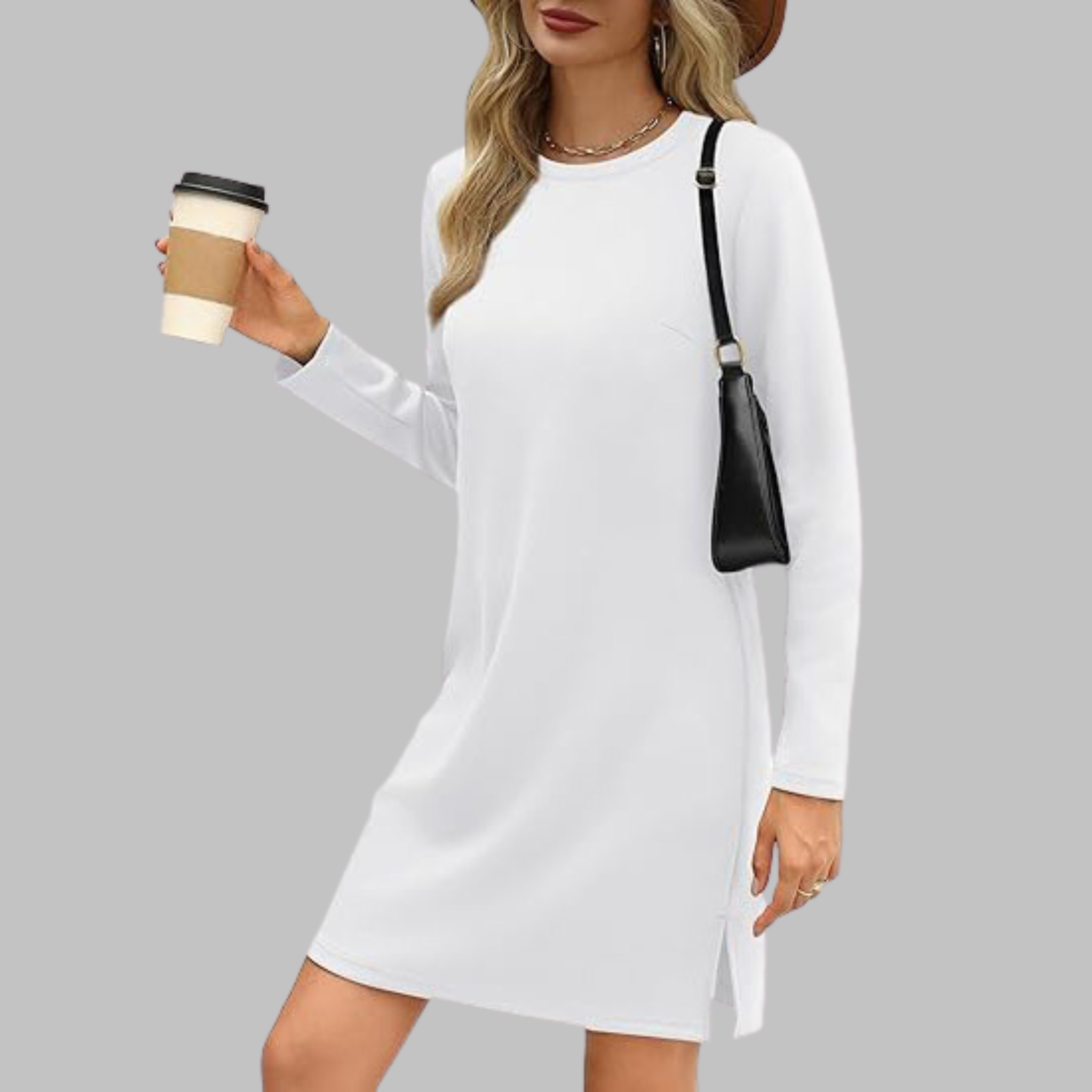 TATLO™ - Casual Long Sleeve Round Neck Mini Dress - Eliza-Warszawa