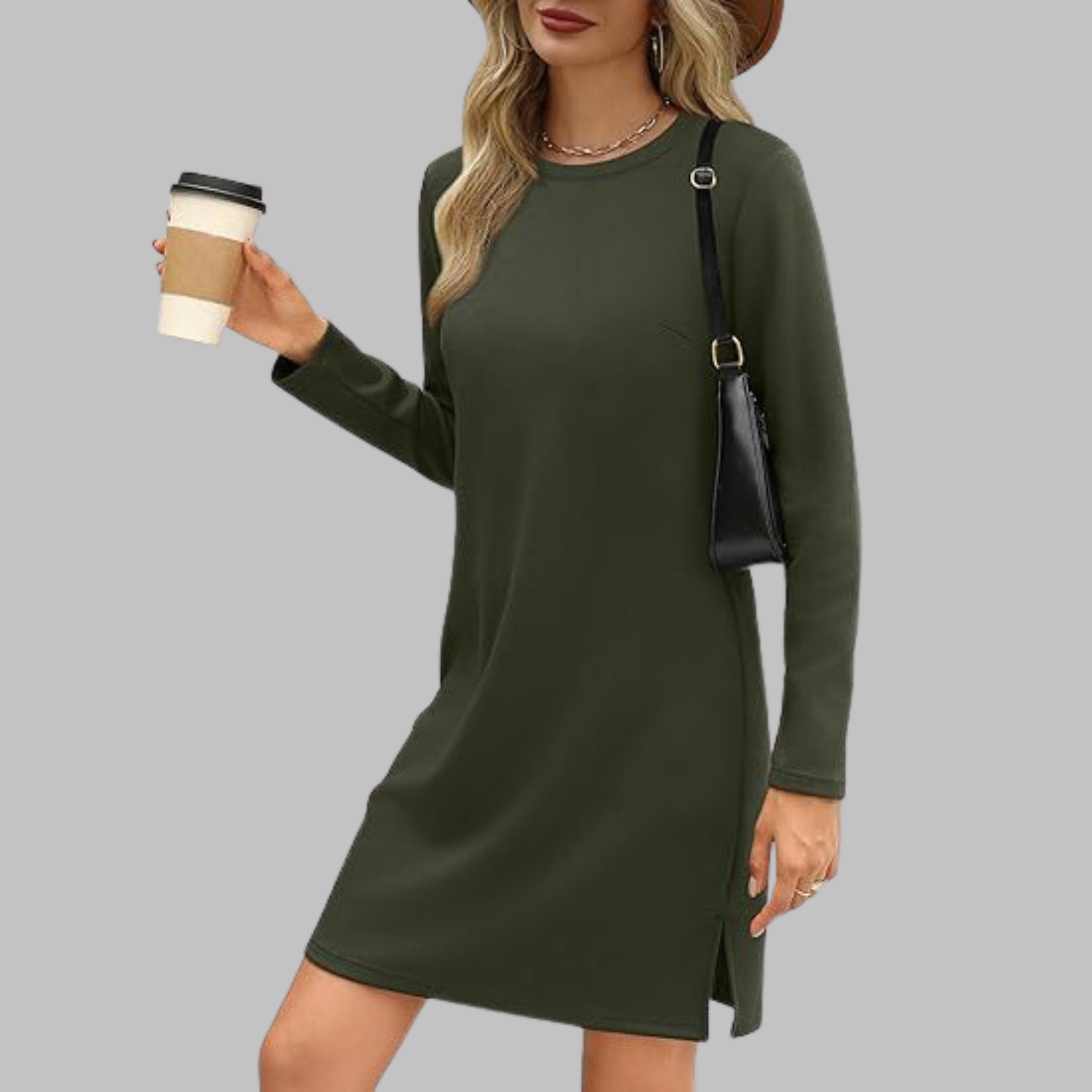 TATLO™ - Casual Long Sleeve Round Neck Mini Dress - Eliza-Warszawa