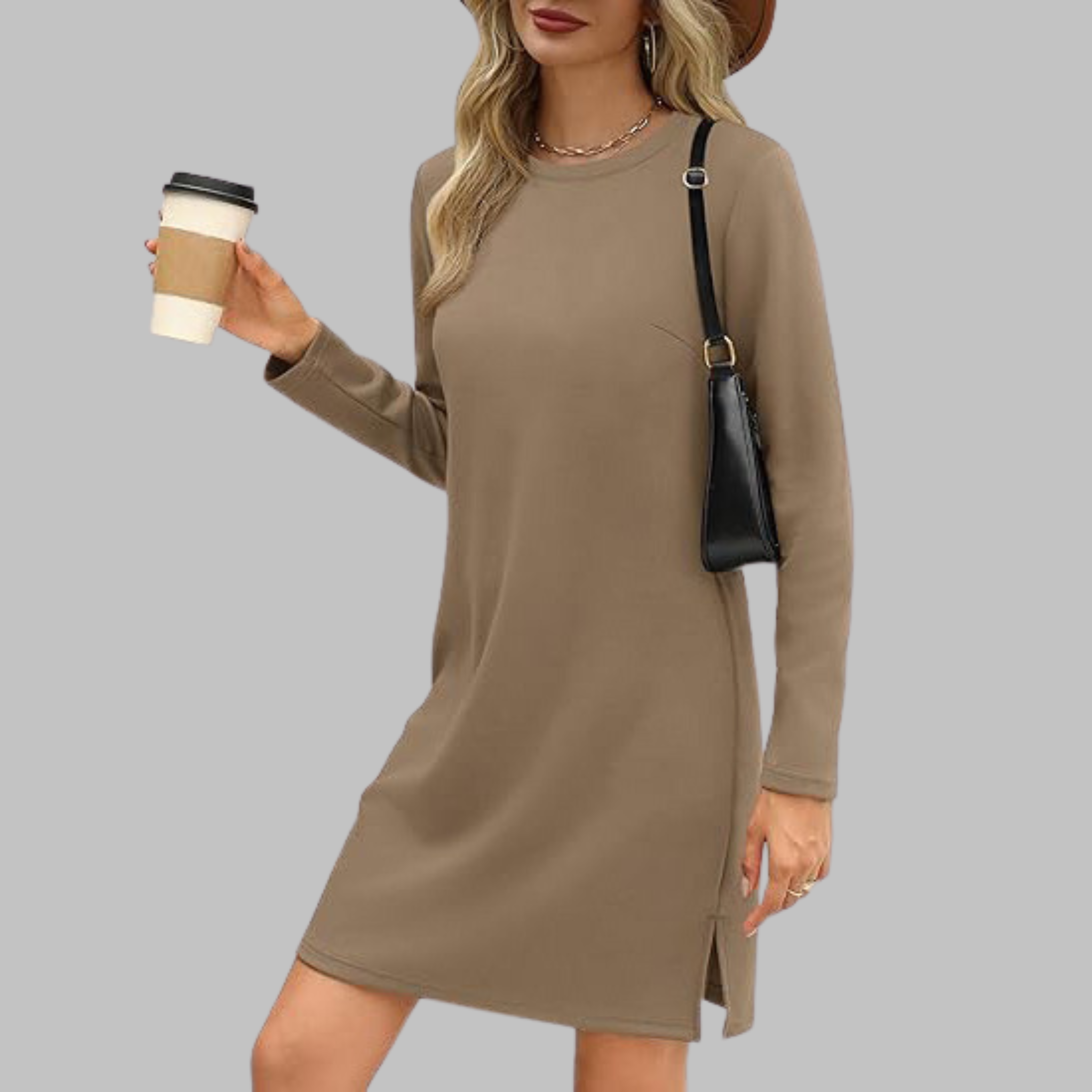 TATLO™ - Casual Long Sleeve Round Neck Mini Dress - Eliza-Warszawa