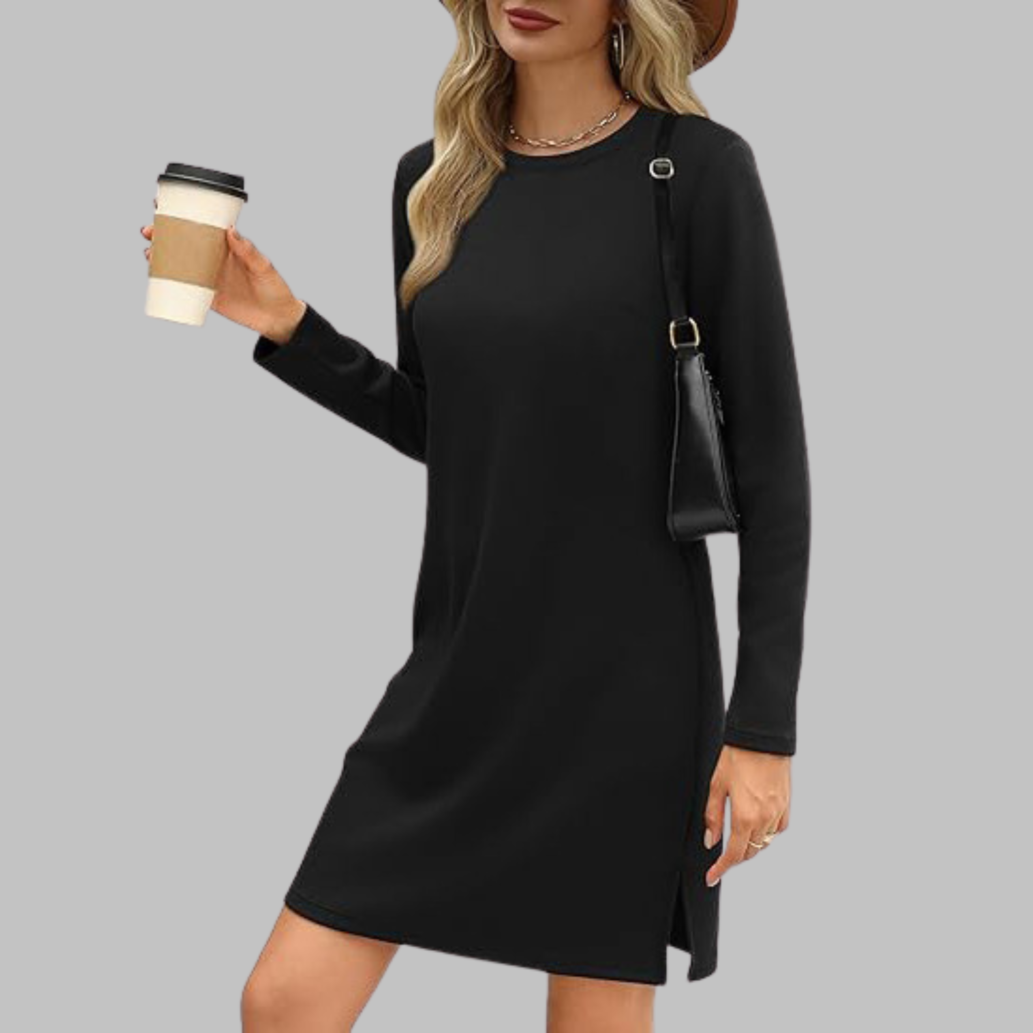 TATLO™ - Casual Long Sleeve Round Neck Mini Dress - Eliza-Warszawa