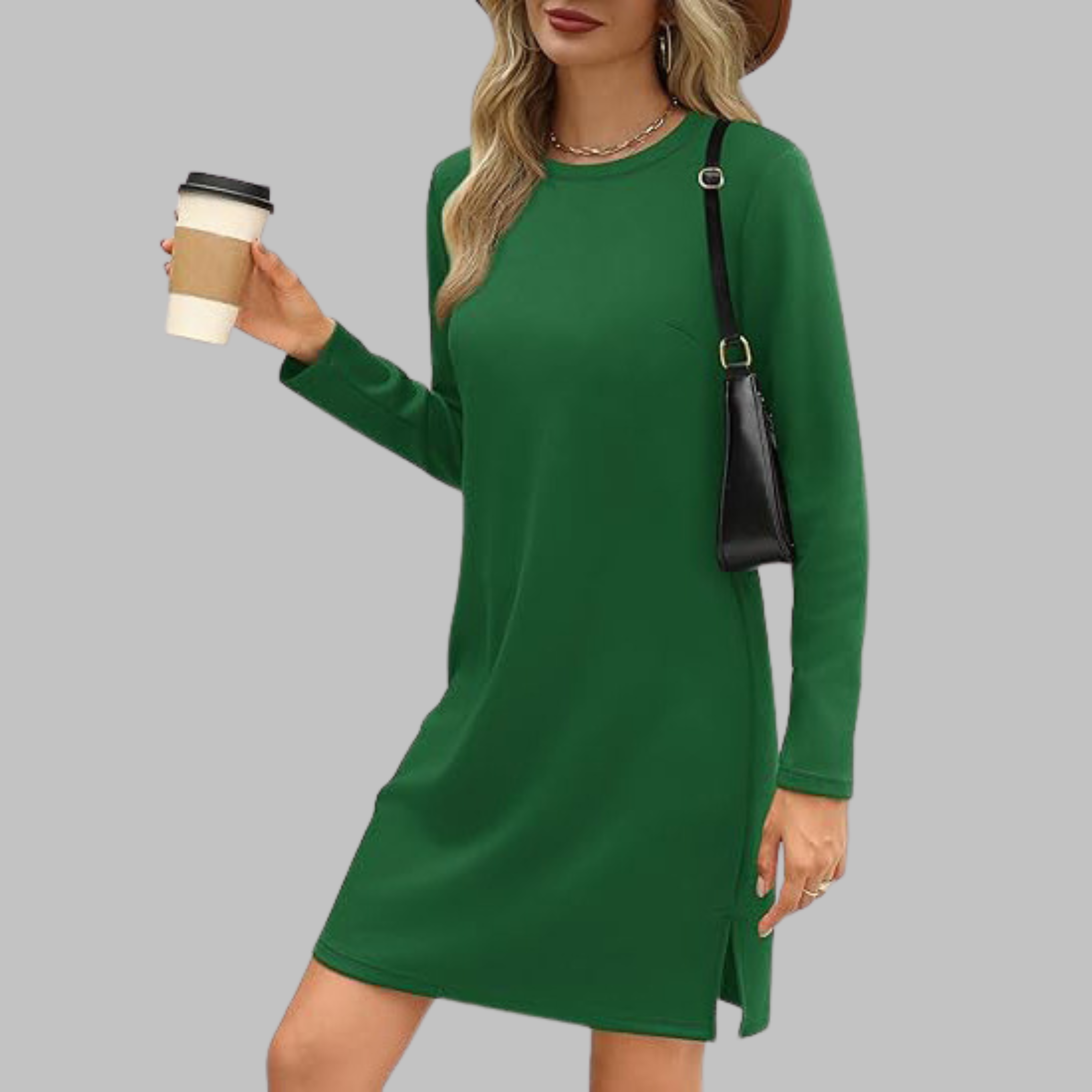 TATLO™ - Casual Long Sleeve Round Neck Mini Dress - Eliza-Warszawa