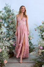 The Scarlette Dress in Light Pink Tapestry Rose - Eliza-Warszawa