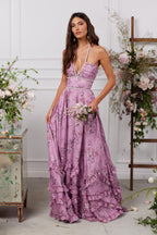 The Scarlette Dress in Lilac Tapestry Rose - Eliza-Warszawa