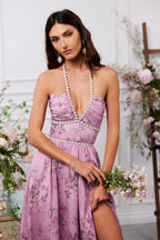 The Scarlette Dress in Lilac Tapestry Rose - Eliza-Warszawa