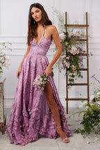 The Scarlette Dress in Lilac Tapestry Rose - Eliza-Warszawa