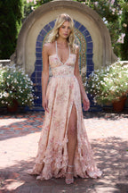 The Scarlette Dress in Peach Tapestry - Eliza-Warszawa