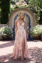 The Scarlette Dress in Peach Tapestry - Eliza-Warszawa