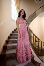 The Scarlette Dress in Pink Peony Print - Eliza-Warszawa