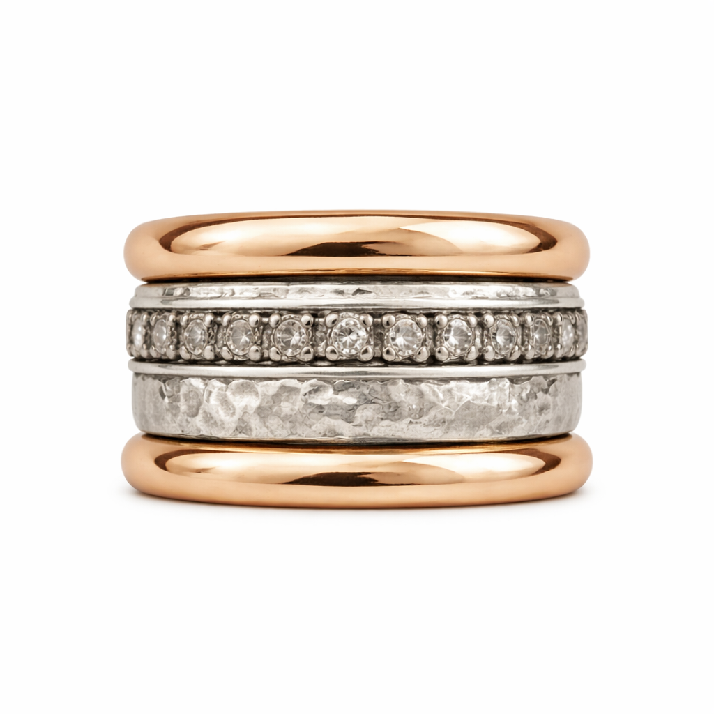 Thick Vintage Ring in Gold and Silver