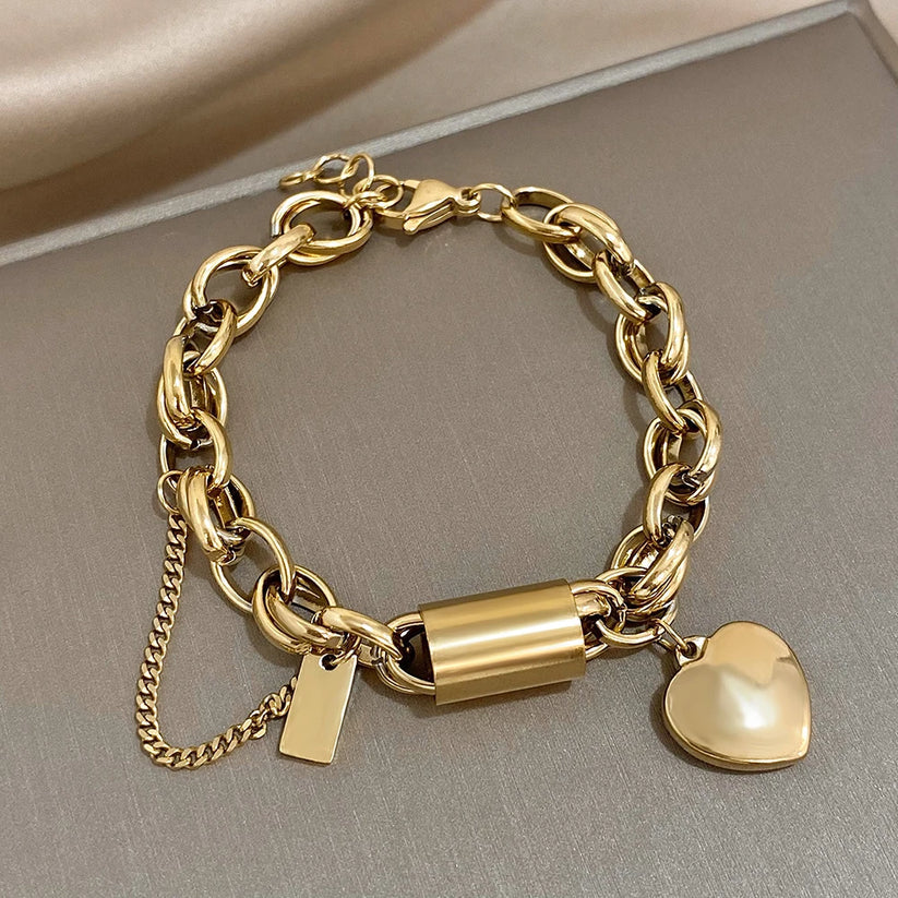 Timeless Gold Heartened Chunky Bracelet - Eliza-Warszawa
