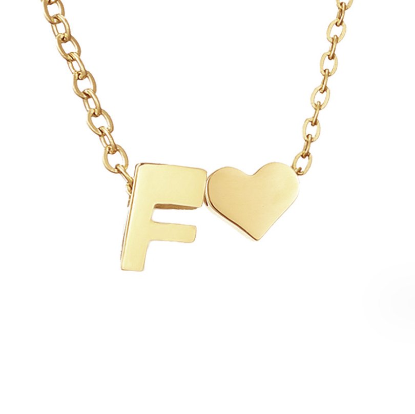 Timeless Initial Necklace with Heart Charm