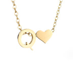 Timeless Initial Necklace with Heart Charm
