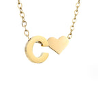 Timeless Initial Necklace with Heart Charm