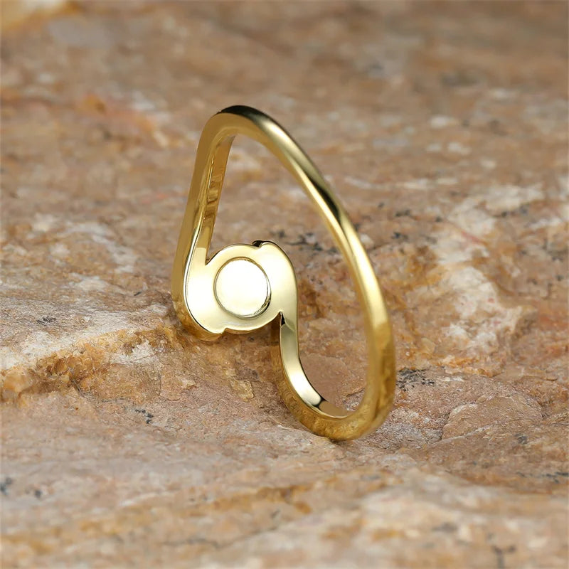 Timeless Round Rainbow White Fire Opal Ring - Eliza-Warszawa