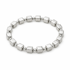 Timeless Silver Bracelet with Cubic Bead Detailing
