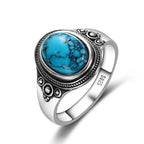 Timeless Silver Oval Turquoise Ring - Eliza-Warszawa