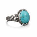 Timeless Silver Oval Turquoise Ring - Eliza-Warszawa