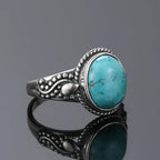 Timeless Silver Oval Turquoise Ring - Eliza-Warszawa