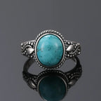Timeless Silver Oval Turquoise Ring - Eliza-Warszawa