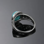 Timeless Silver Oval Turquoise Ring - Eliza-Warszawa