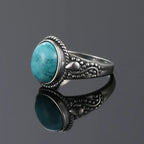 Timeless Silver Oval Turquoise Ring - Eliza-Warszawa