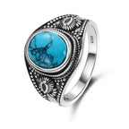Timeless Silver Oval Turquoise Ring - Eliza-Warszawa