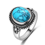 Timeless Silver Oval Turquoise Ring - Eliza-Warszawa