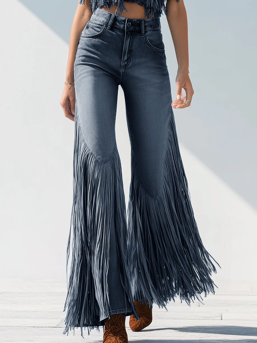 Trendy Retro Tassel Flared Jeans - Eliza-Warszawa