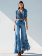Trendy Retro Tassel Flared Jeans - Eliza-Warszawa