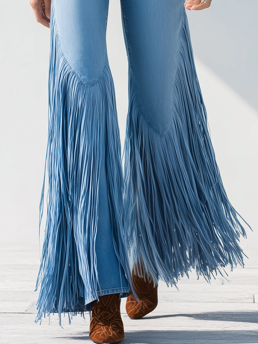 Trendy Retro Tassel Flared Jeans - Eliza-Warszawa