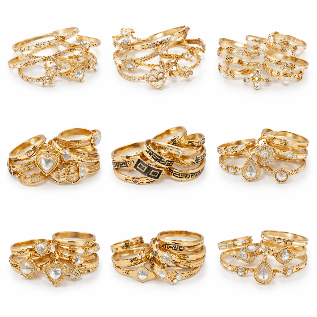 Unique Ring Set: 8 to 12 Pieces