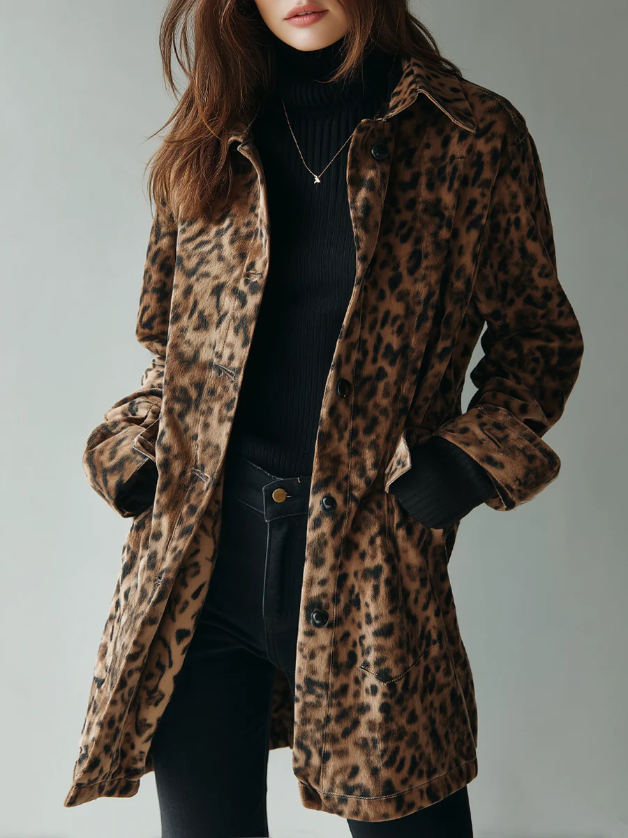 Vera Leopard Jacket | Eco-Suede, Vintage Style - Eliza-Warszawa