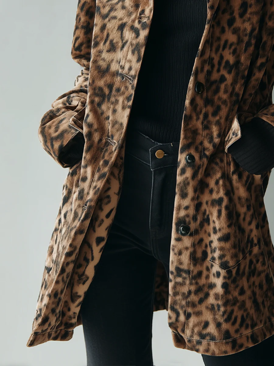 Vera Leopard Jacket | Eco-Suede, Vintage Style - Eliza-Warszawa