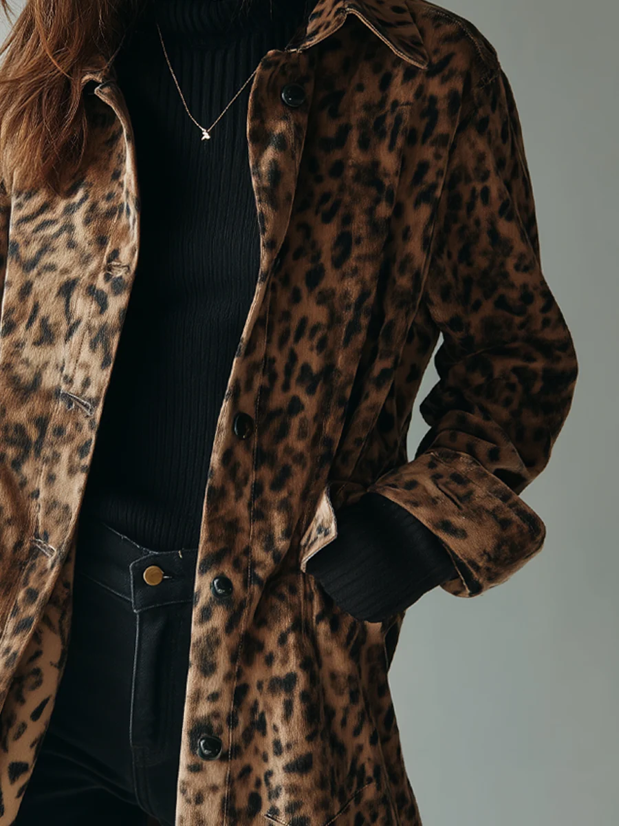 Vera Leopard Jacket | Eco-Suede, Vintage Style - Eliza-Warszawa