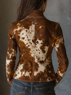 Vinta Jacket | Suede Cow Print, Slim Fit - Eliza-Warszawa