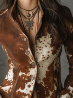 Vinta Jacket | Suede Cow Print, Slim Fit - Eliza-Warszawa