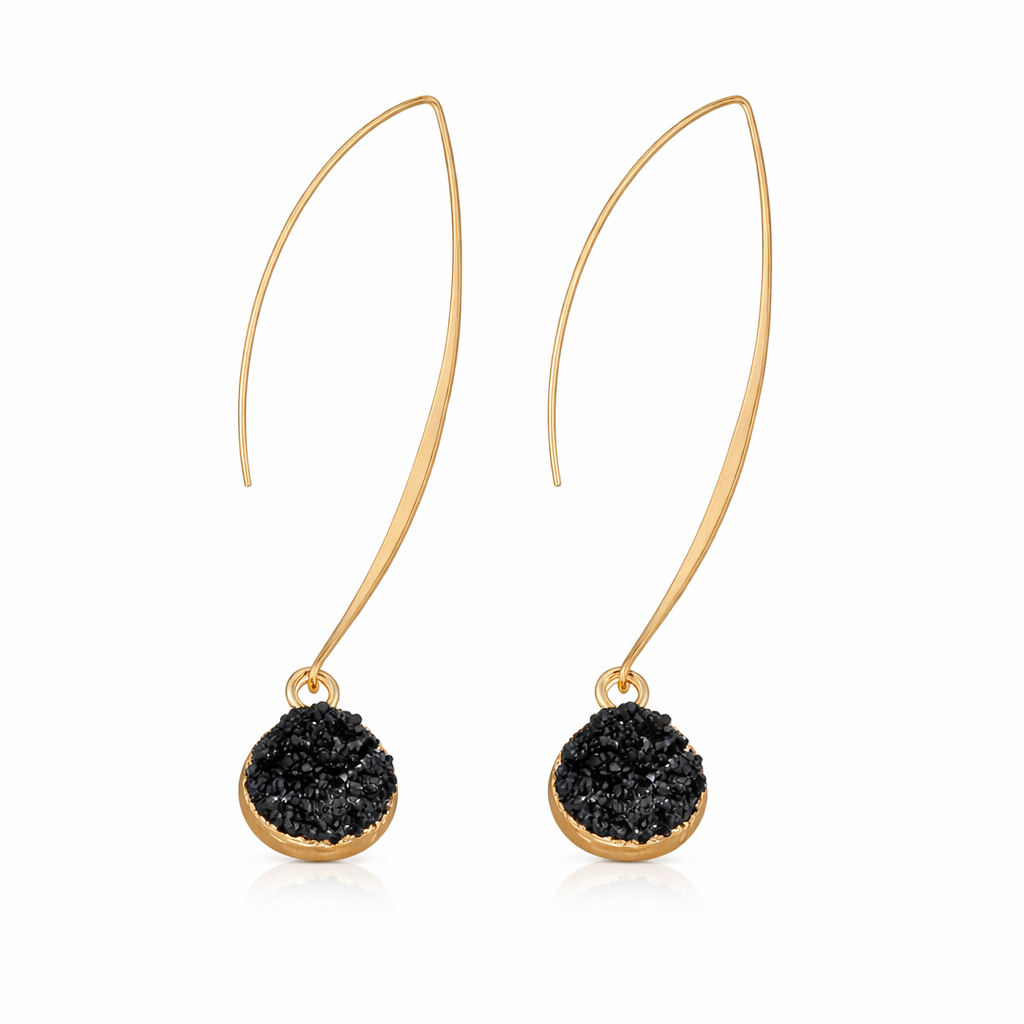 Vintage Black & Gold Dangling Earrings