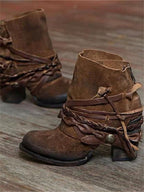 Vintage Braided Laced Ankle Boots - Eliza-Warszawa