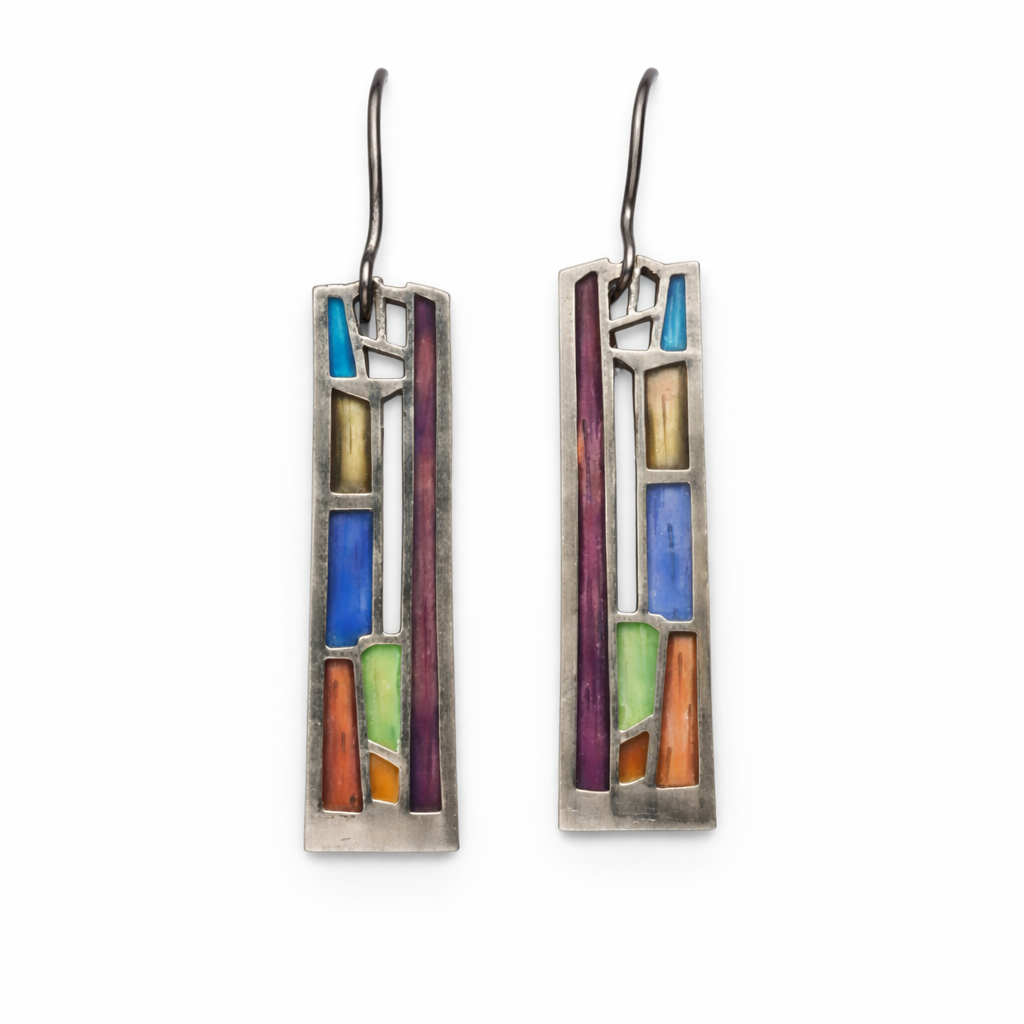 Vintage Colorful Silver Earrings