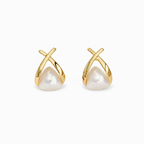 Vintage Cross Triangle Pearl Dropping Earrings