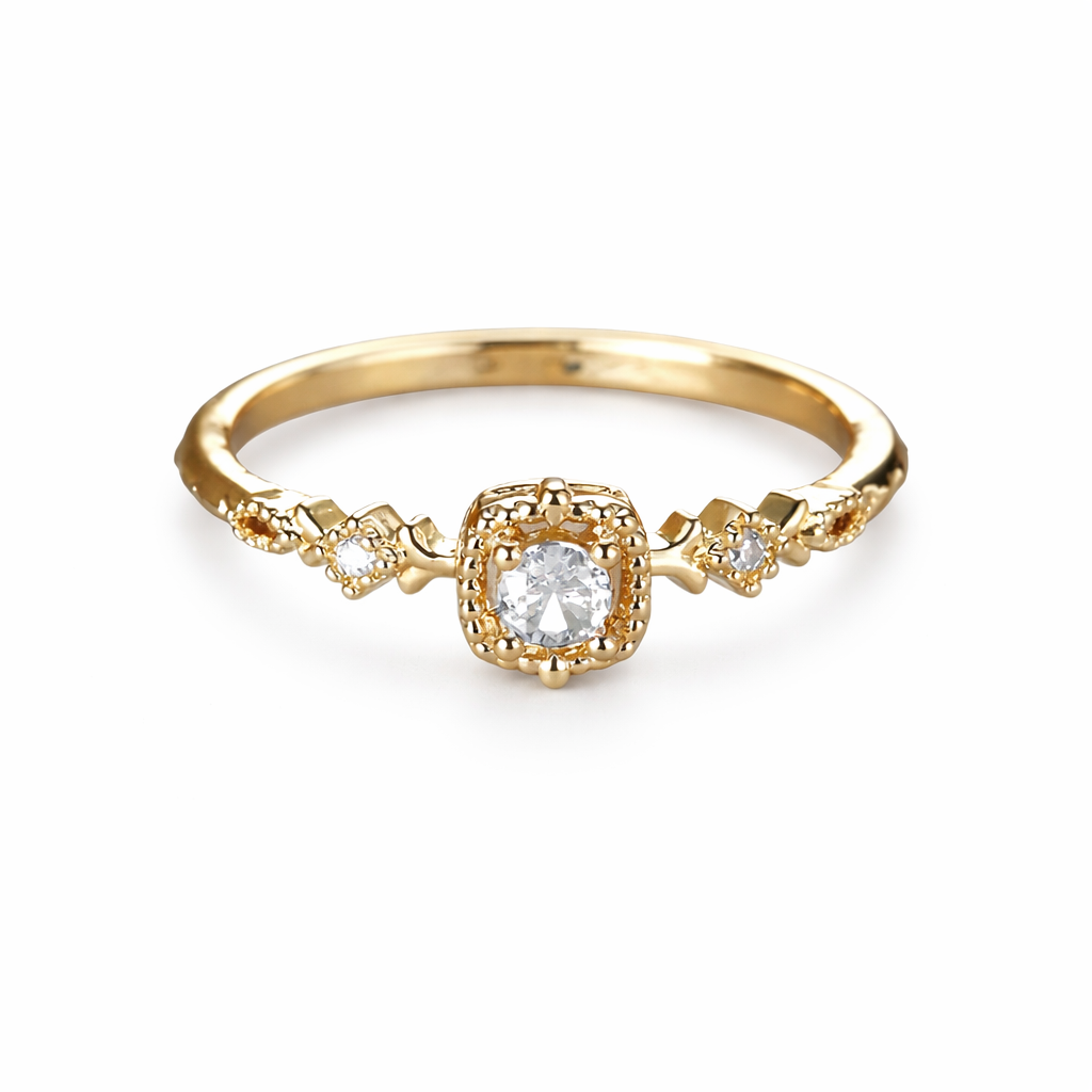 Vintage Crystal Bright Golden Ring