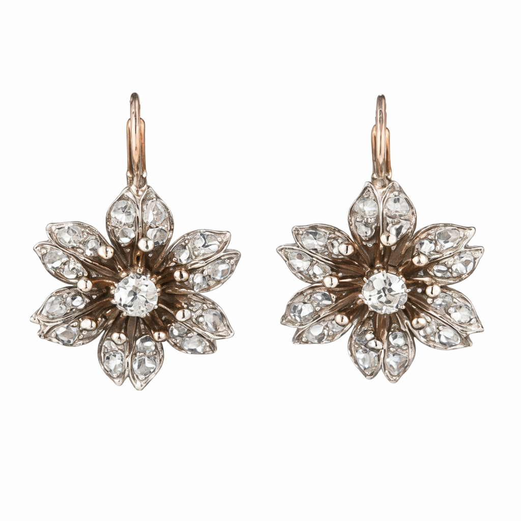 Vintage Crystal Flower Earrings