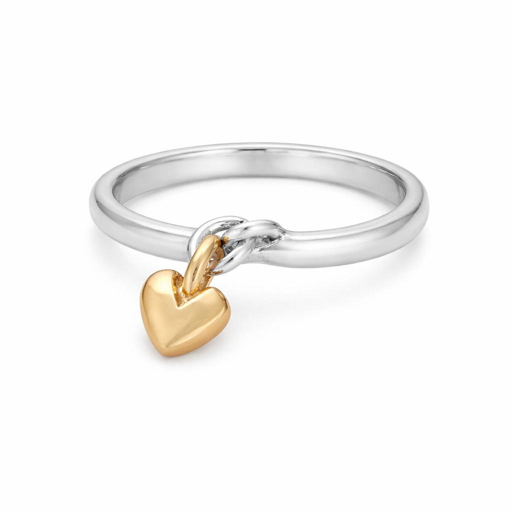 Vintage Dangling Heart Silver Ring