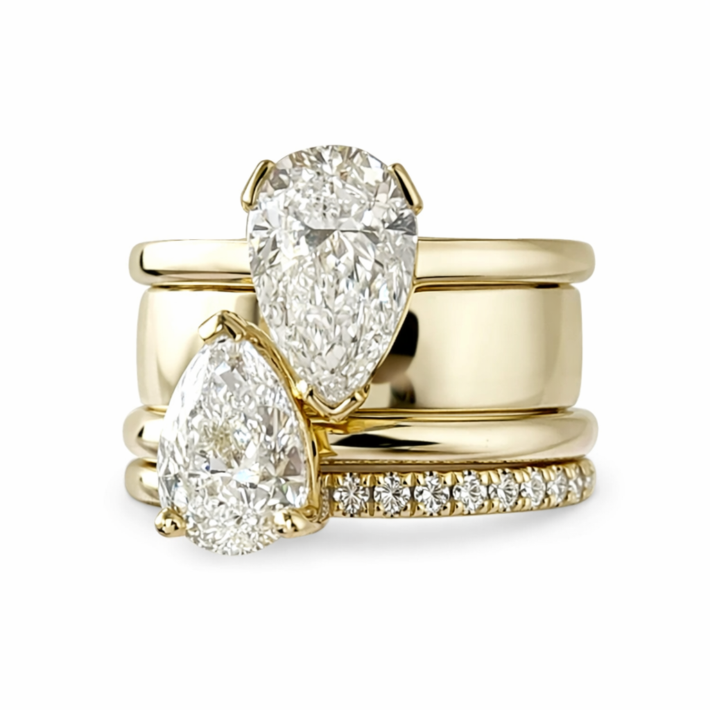 Vintage Double Zirconia Drop Ring