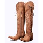 Vintage Embroidered Lace-Up Western Boots - Eliza-Warszawa